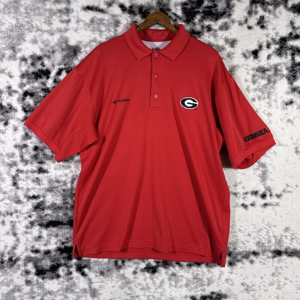 Columbia Georgia Bulldogs Polo Shirt Mens Size Medium Red Baggy Oversized Jersey